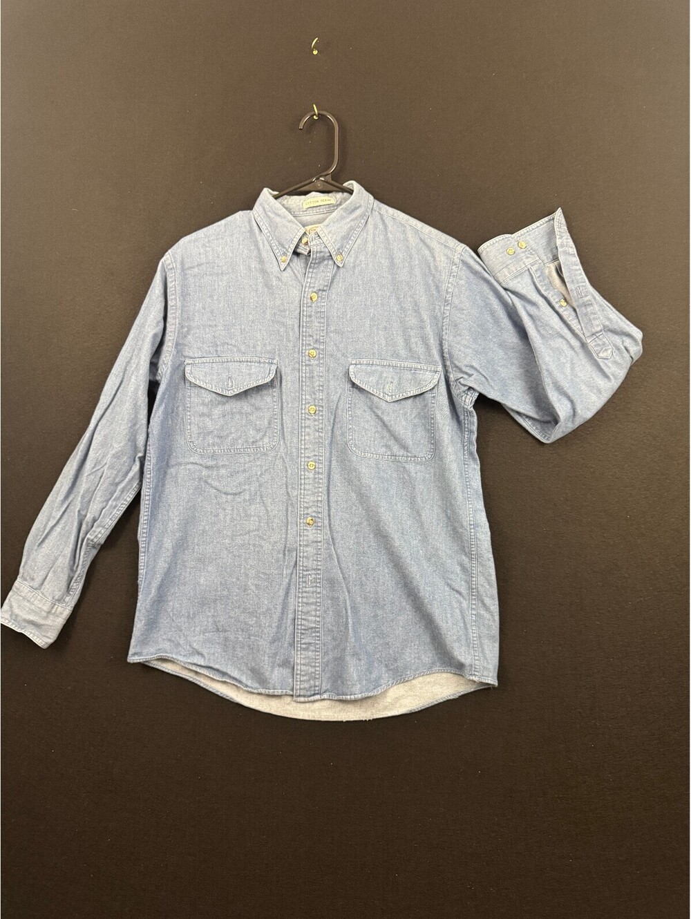 Arrow Cotton Denim Light Blue Button-Up Shirt Size 15-32/3